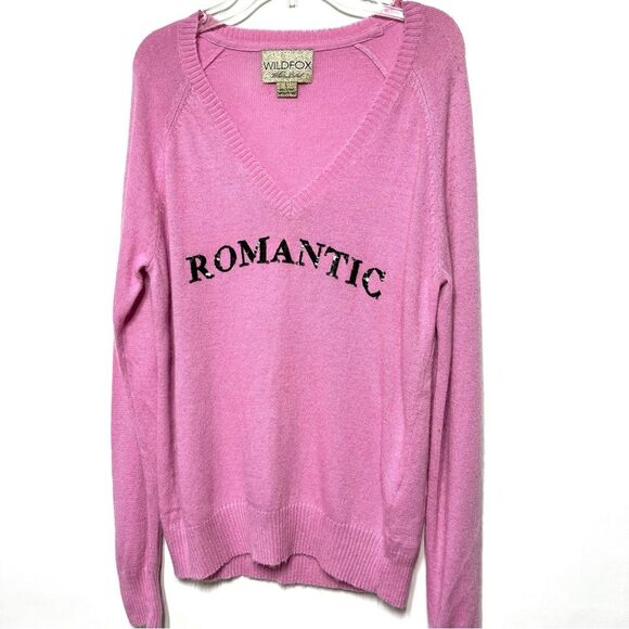 WildFox White Label Angora Blend V Neck Romantic Pink Sweater L - Picture 4 of 11